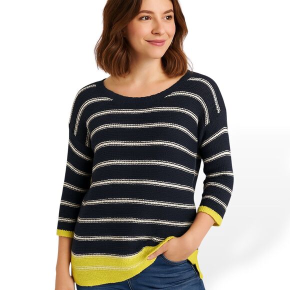 RD Style Colorblock Striped Open Knit Sweater - Picture 1 of 9